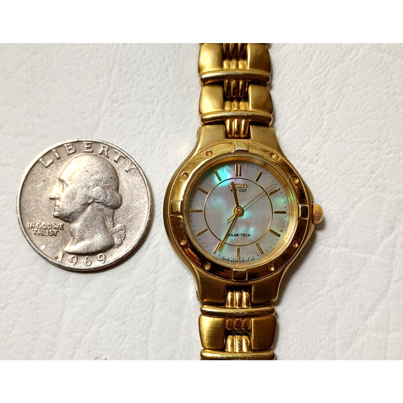 Citizen Eco-Drive WR100 Solar-Tech Ladies Watch Gold toned Mother of Pearl 27mm main image 16